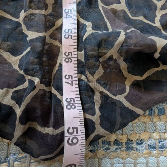 100% Silk Scarf Animal Print 60x12 Brown Black Tan Chiffon Y2K Baddie Mobwife - Picture 5 of 7